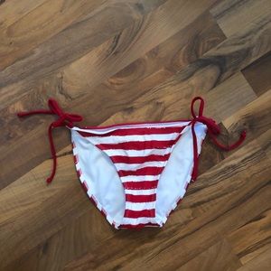 String Red and White Bikini Bottom